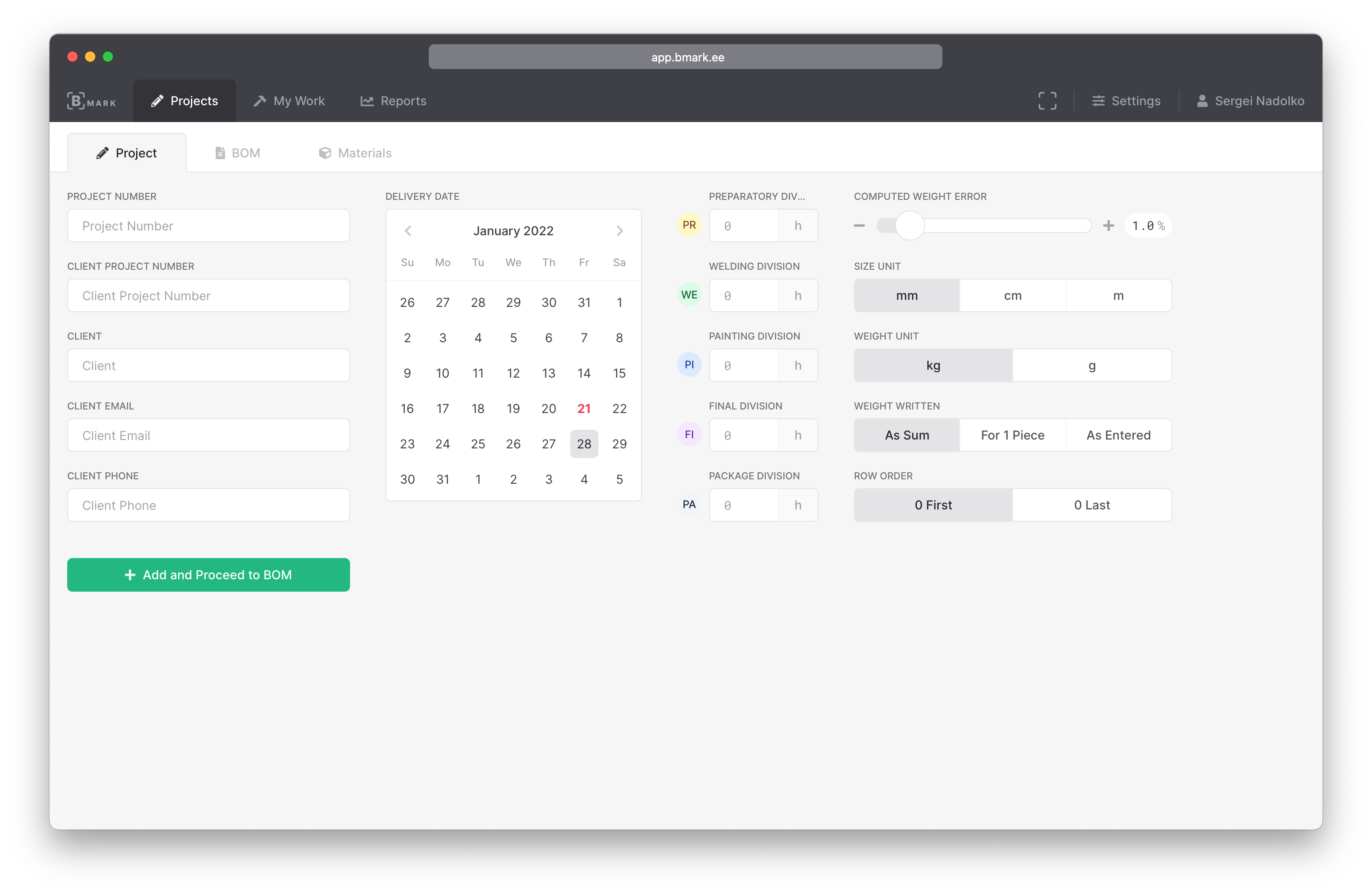 Interface showing Täppis-inseneeria integratsioon